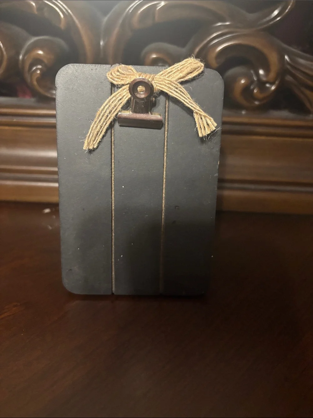Rustic Black Clip Photo Display with Twine Bow